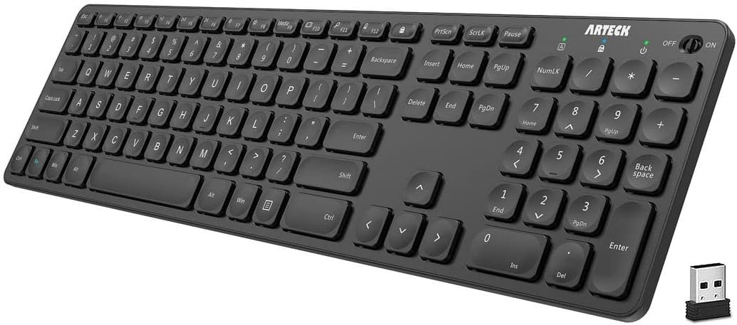 2.4G Wireless Keyboard Ultra Slim Full Size Keyboard with Numeric Keypad