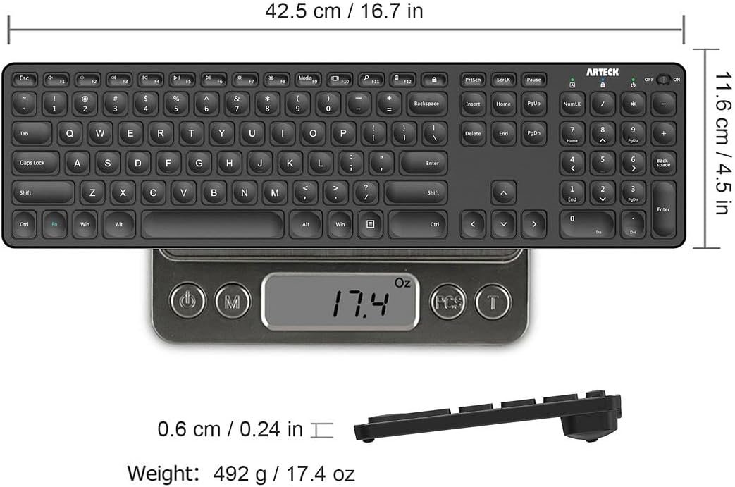 2.4G Wireless Keyboard Ultra Slim Full Size Keyboard with Numeric Keypad - Image 6