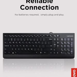 Alternative view of Lenpo 300 USB Keyboard Wired Adjustable Tilt Ergonomic -Black