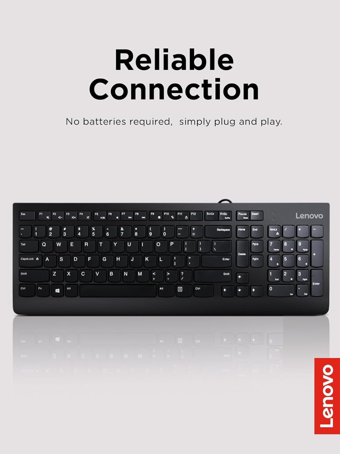 Lenpo 300 USB Keyboard Wired Adjustable Tilt Ergonomic -Black - Image 2