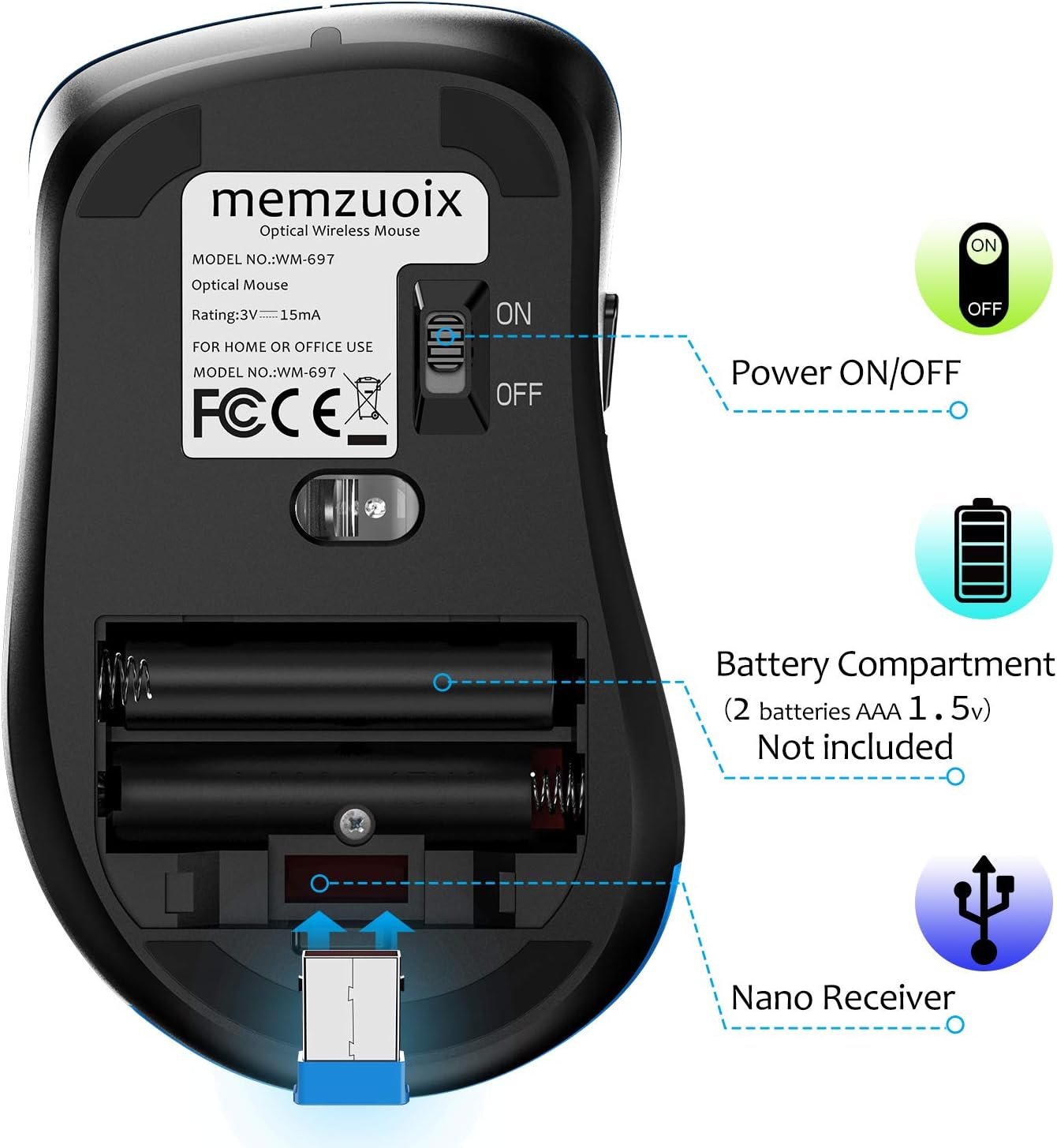 Mamzuoix 2.4G Portable Wireless Mouse 1400 DPI Mobile Optical Cordless Mice - Image 8
