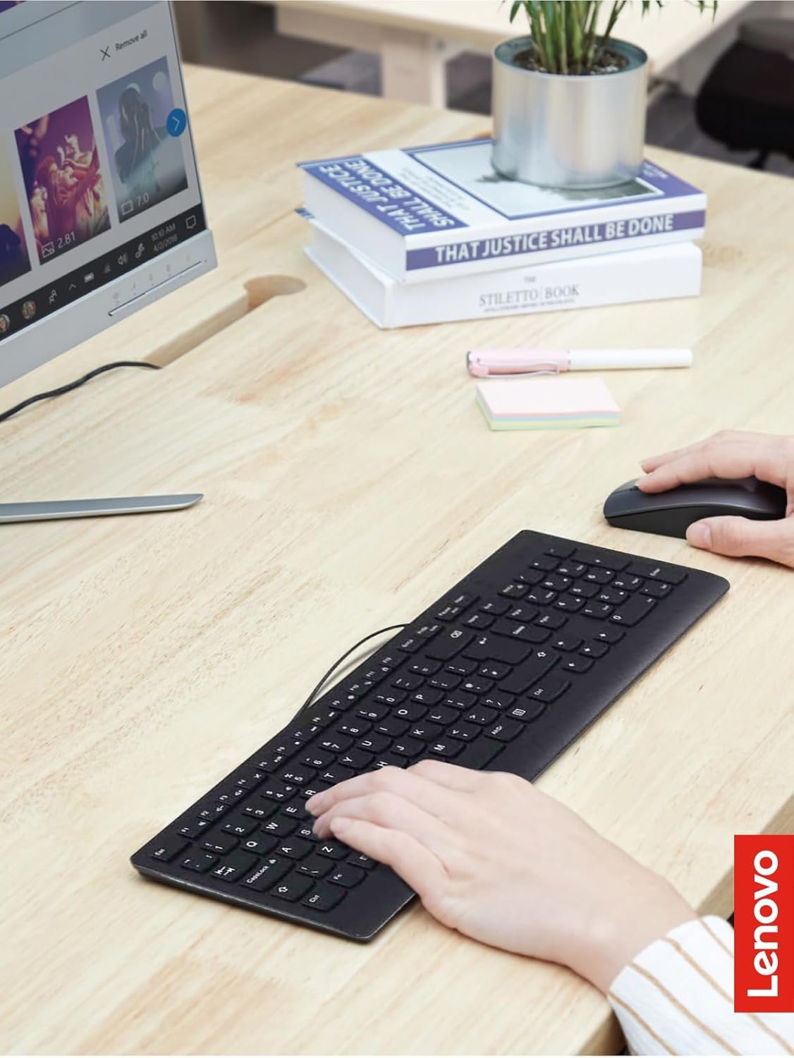 Lenpo 300 USB Keyboard Wired Adjustable Tilt Ergonomic -Black - Image 6